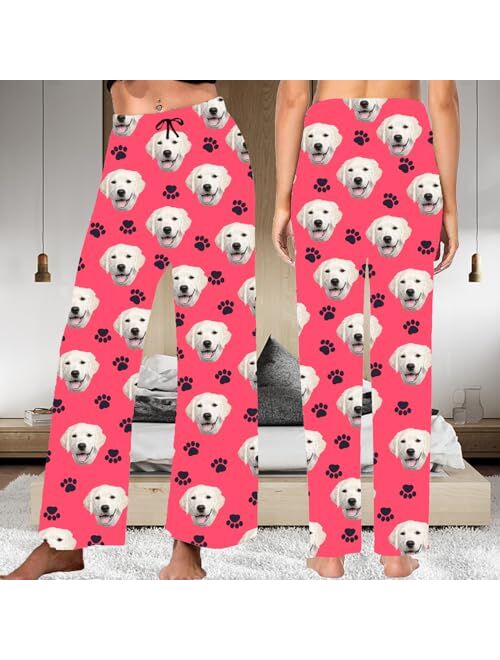 Liubai Custom Face Pajama Bottoms for Men Women Dog Face Pants Personalized Pajamas Couple Pj Trousers Gifts for Him Her