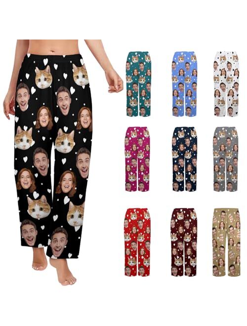 YESCUSTOM Custom Face Pajama Pants for Women and Man Personalized Pajama Trousers with Photo Customized Gifts for Her Him