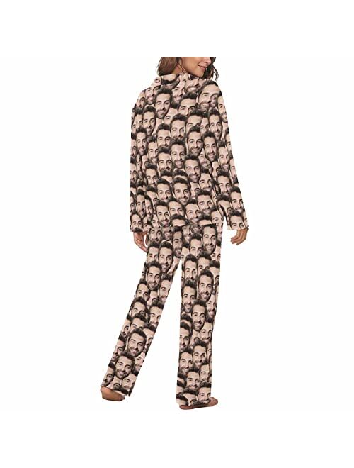 MyPupSocks Custom Face Pajamas for Women Set, Personalized Photo Long Sleepwear XS-XXL