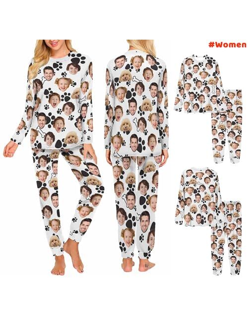 Artsadd Custom Family Christmas Matching Pajama Sets Personalized 1-5 Faces Funny Sleepwear Pjs for Men, Women, Kids, Pet