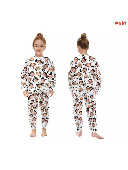 Artsadd Custom Family Christmas Matching Pajama Sets Personalized 1-5 Faces Funny Sleepwear Pjs for Men, Women, Kids, Pet