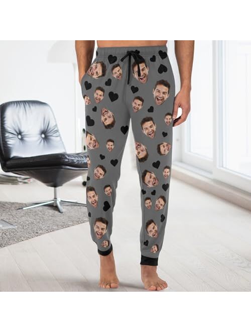 Zaacustom Photo Face Personalized Pajama Pants Men Casual Sleepwear Custom Pj Pants Bottoms Customized Gift for Husband Boyfriend Dad