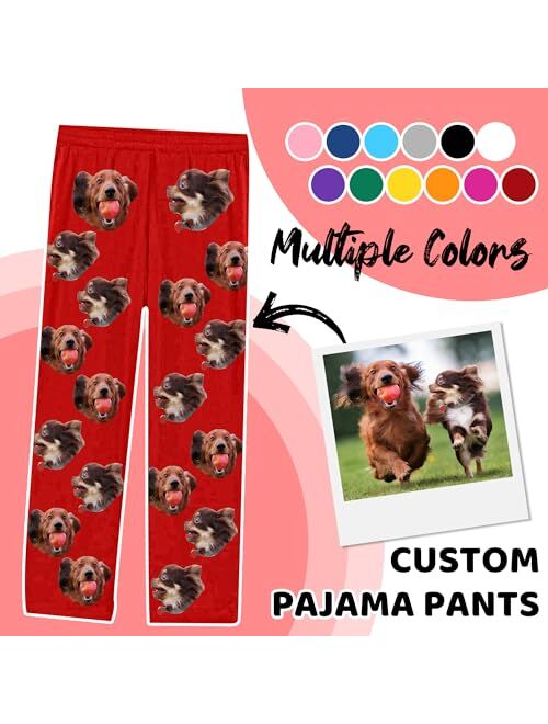 Yescustom Personalized Dog Cat Photo Face Pajama Pants for Men Custom Dog Paws Fish Bones Pajama Sleepwear Bottoms with Pockets