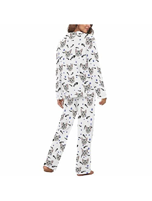 MyPupSocks Custom Pet Face Pajamas for Women Set, Personalized Photo Long Sleepwear XS-XXL