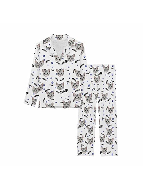 MyPupSocks Custom Pet Face Pajamas for Women Set, Personalized Photo Long Sleepwear XS-XXL