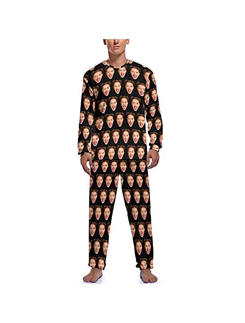 D-Story Custom Face Pajama Sets Personalized Sleepwear with Photo Funny Gift Pajamas for Men Dad Husband Boyfriend