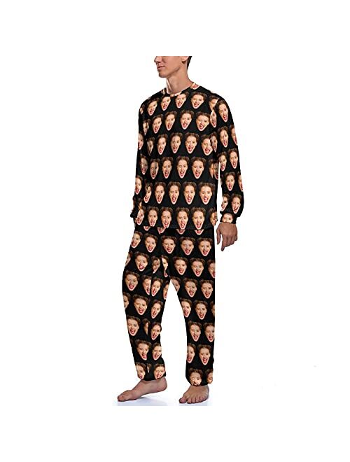 D-Story Custom Face Pajama Sets Personalized Sleepwear with Photo Funny Gift Pajamas for Men Dad Husband Boyfriend