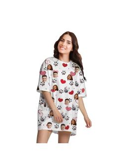 M YESCUSTOM Custom Pajama Sets with Face Personalized Customized Photo Sleepwear PJS for Women Cami Top and Shorts Two Piece