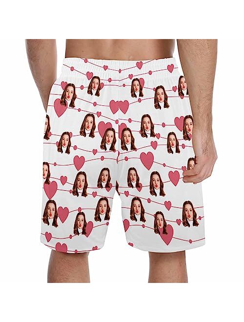 Artsadd Custom Face Pajama Pants Personalized Pajama Shorts for Men, Men's Pajama Bottoms with Photo, Mens Shorts PJ Pants