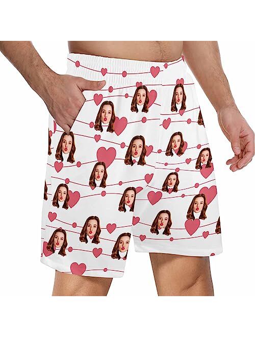 Artsadd Custom Face Pajama Pants Personalized Pajama Shorts for Men, Men's Pajama Bottoms with Photo, Mens Shorts PJ Pants
