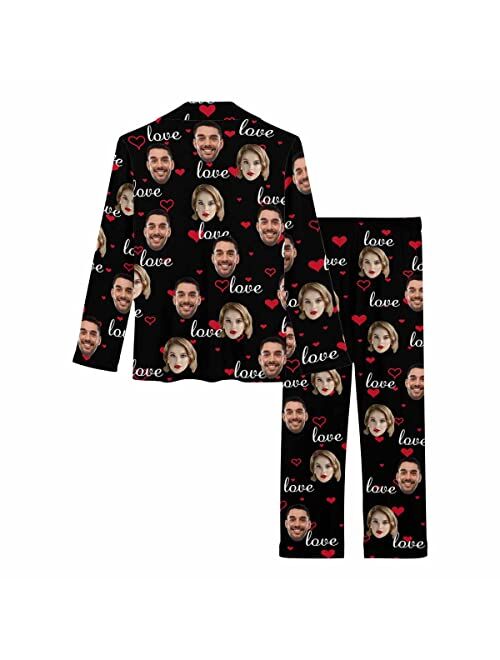 Artsadd Custom face Pajama Set Galaxy for Women Personalized Picture Print Long Sleeve Sets Sleepwear Nightwear