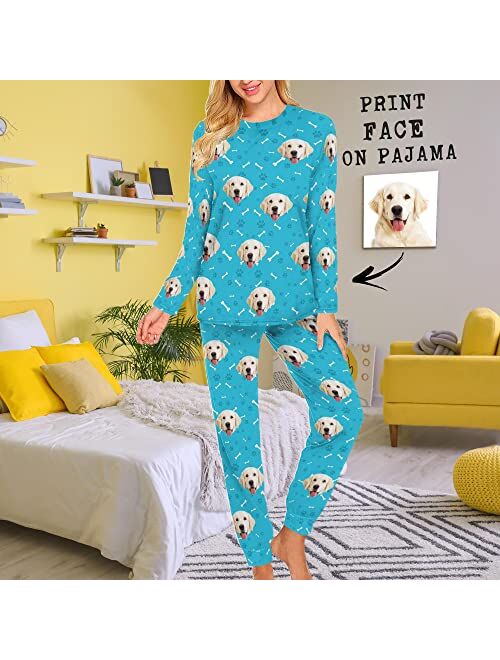 InterestPrint Custom Face Pajama Sets Personalized Sleepwear with Photo Pet Dog PJS Funny Gift Pajamas for Women