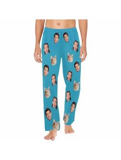 Colorsforu Custom Men's Pajama Pants with Face/Text, Personalized Pjs Lounge Sleep Bottoms, Customized Christmas Gift