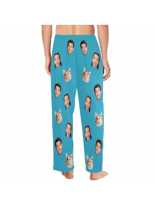 Colorsforu Custom Men's Pajama Pants with Face/Text, Personalized Pjs Lounge Sleep Bottoms, Customized Christmas Gift