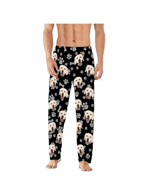 Colorsforu Custom Men's Pajama Pants with Face/Text, Personalized Pjs Lounge Sleep Bottoms, Customized Christmas Gift