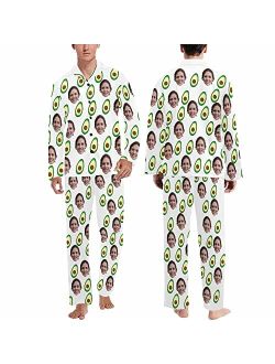 Interestprint Custom Face Pajama Set for Men Picture Print Personalized Long Sleeve Sleepwear Button Down Nightwear Gift for Husband
