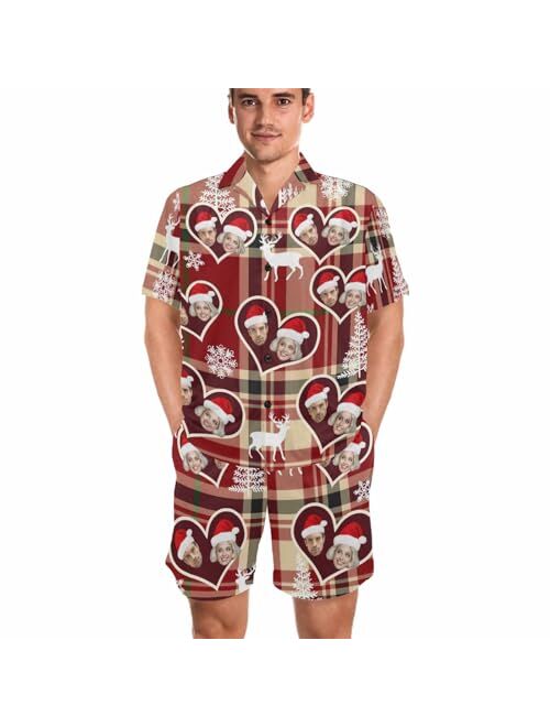 Artsadd Custom Pajamas with Face Personalized Photo Pjs Short Sleepwear for Men Women Couples Matching Pajamas Funny Gifts