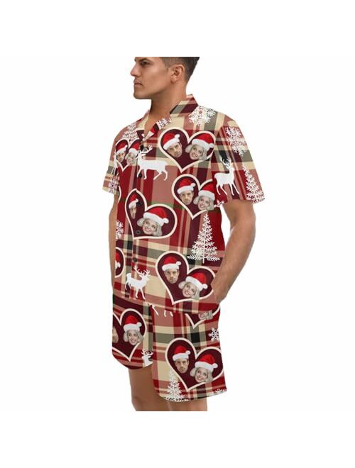 Artsadd Custom Pajamas with Face Personalized Photo Pjs Short Sleepwear for Men Women Couples Matching Pajamas Funny Gifts