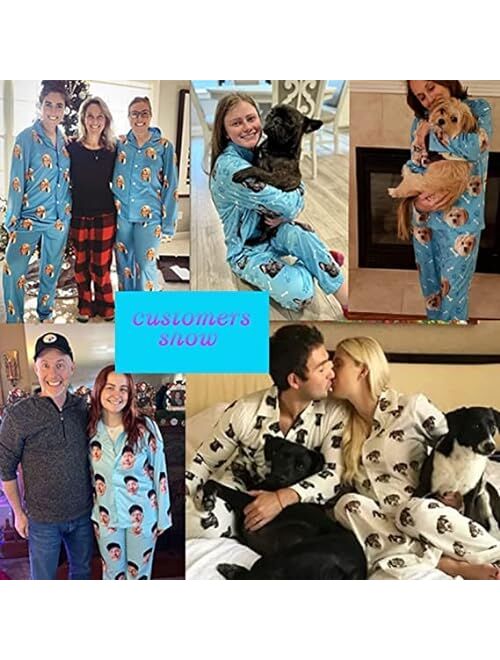 Artsadd Custom face Pajama Set I Love You for Women Personalized Picture Print Long Sleeve Sets Sleepwear Nightwear