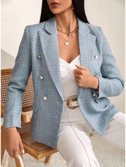 BIZwear Fitted Double-breasted Decorative Suit Jacket