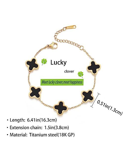 TICVRSS 18K Gold Plated Christmas Lucky Bracelet for Women White/Black/Red/Green Bracelets Cute Bracelets Jewelry Gifts for Women Girls