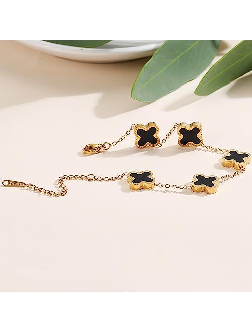 TICVRSS 18K Gold Plated Christmas Lucky Bracelet for Women White/Black/Red/Green Bracelets Cute Bracelets Jewelry Gifts for Women Girls