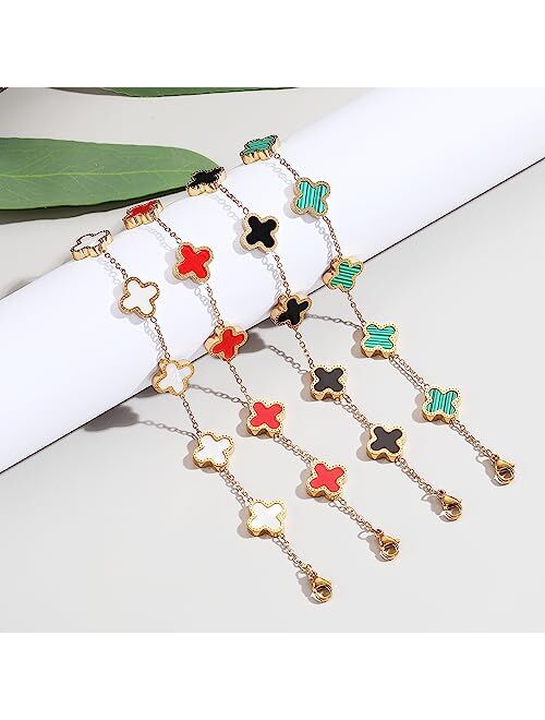 TICVRSS 18K Gold Plated Christmas Lucky Bracelet for Women White/Black/Red/Green Bracelets Cute Bracelets Jewelry Gifts for Women Girls