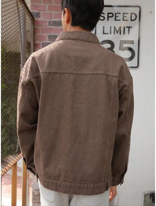 DAZY Men's Flip Pocket Oversized Denim Jacket