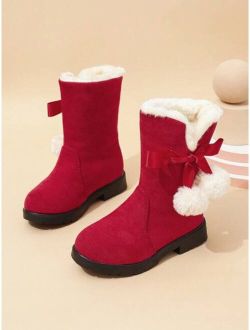 Shein Children's Snow Boots, New Style For Girls, Mid To Large Kids, Winter, With Fleece, For Baby, Princess And Little Girls
