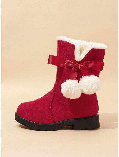 Shein Children's Snow Boots, New Style For Girls, Mid To Large Kids, Winter, With Fleece, For Baby, Princess And Little Girls