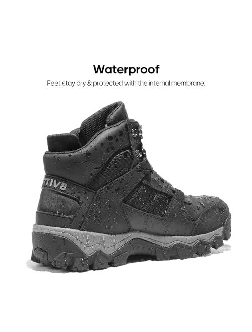 NORTIV 8 Men's Hiking Boots Waterproof Mid Ankle Trekking Outdoor Boots Leather Work Boots