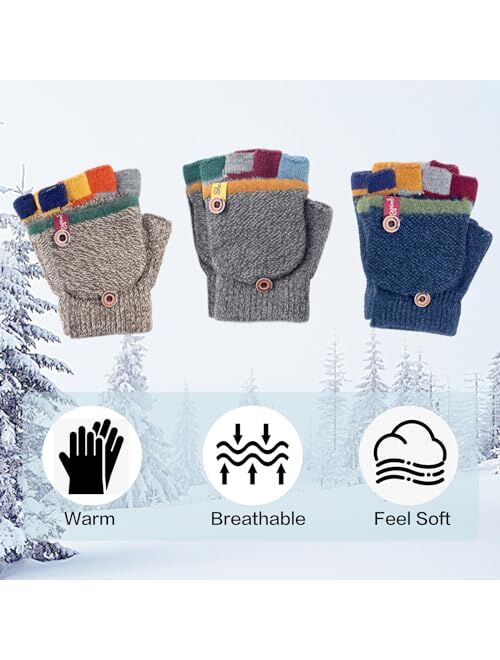 CNGYNI Kids Winter Gloves Children Warm Gloves Baby Boy Girl Knitted Mittens