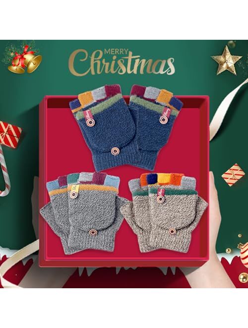 CNGYNI Kids Winter Gloves Children Warm Gloves Baby Boy Girl Knitted Mittens