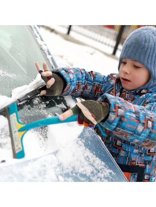 Handepo Kids Winter Gloves 3 Pairs Convertible Warm Gloves Flip Top Toddler Gloves Baby Gloves Infant Gloves for Kids 2-6 Years