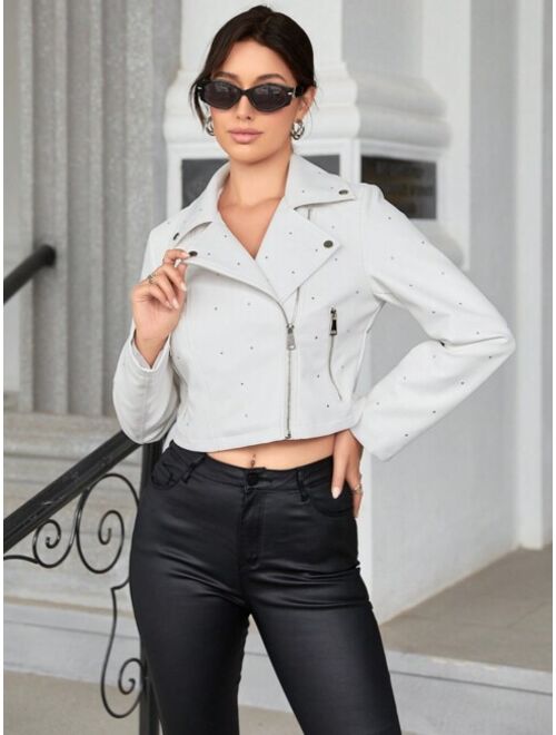 Anewsta Cropped Pu Jacket With Studded Detail