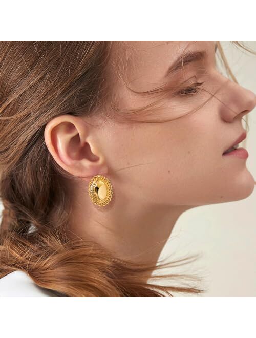 NEPULOY Big Waterdrop Round Statement Drop Earrings for Women Large Gold Dangle Earrings Jewelry