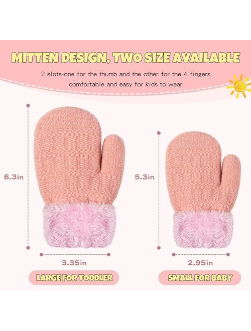 Alepo Winter Mittens Gloves Beanie Hat Set for Kids Baby Toddler Children, Thick Warm Knit Fleece Lined Thermal Set for Boys Girls