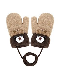 Holiberty Toddler Kids Warm Winter Gloves Cute Infant Baby Boys Girls Thick Fleece Lined Full Finger Ski Snow Gloves Mittens