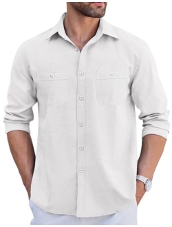 Mens Oxford Shirts Long Sleeve Casual Button Down Shirts Regular Fit Dress Shirt