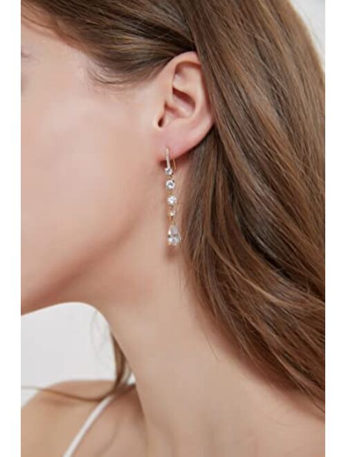Vetieeimo Teardrop Long Dangle Earrings for Women Trendy Hook Dangling Earrings Fit Wedding Prom