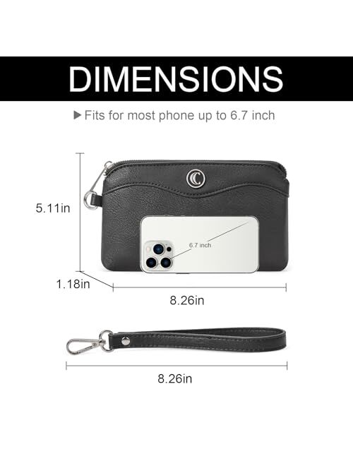 CLUCI Wristlet Wallets for Women Travel Phone Handbag Leather Clutch Purses with Card Slots