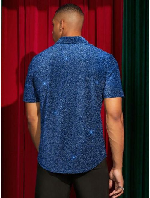 Shein Manfinity AFTRDRK Men Glitter Button Front Shirt