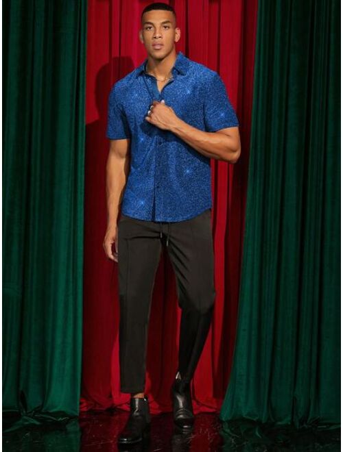 Shein Manfinity AFTRDRK Men Glitter Button Front Shirt
