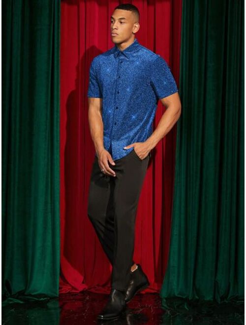 Shein Manfinity AFTRDRK Men Glitter Button Front Shirt