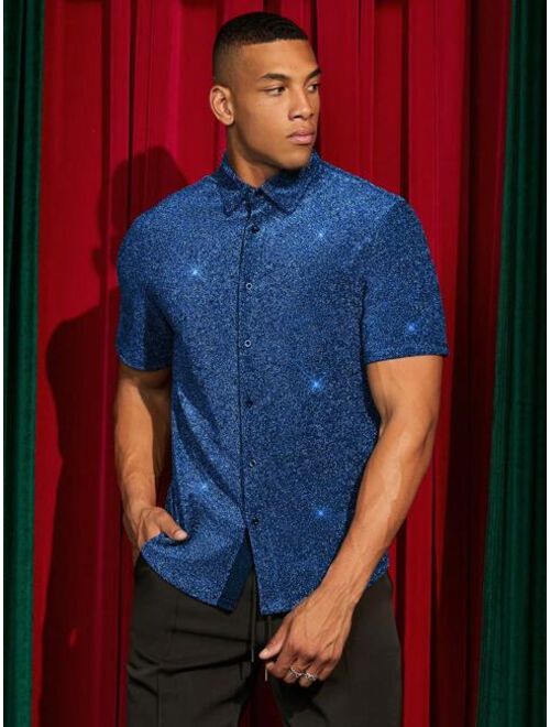 Shein Manfinity AFTRDRK Men Glitter Button Front Shirt