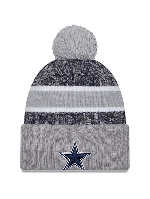 New Era x Staple Men's New Era Navy/Gray Dallas Cowboys 2023 Sideline Sport Cuffed Pom Knit Hat