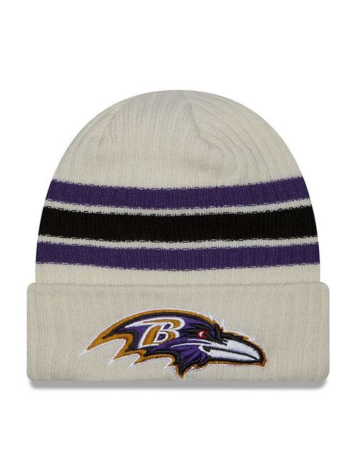 New Era x Staple Men's New Era Cream Baltimore Ravens Team Stripe Cuffed Knit Hat