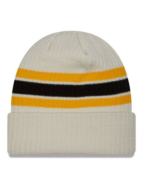 New Era x Staple Men's New Era Cream Pittsburgh Steelers Team Stripe Cuffed Knit Hat