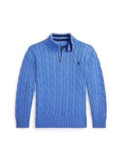 Toddler and Little Boys Cable-Knit Cotton Quarter-Zip Sweater