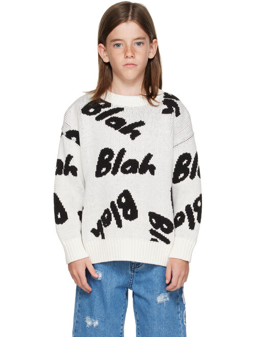 BLABLAKIA Kids White & Black 'Blah' Sweater
